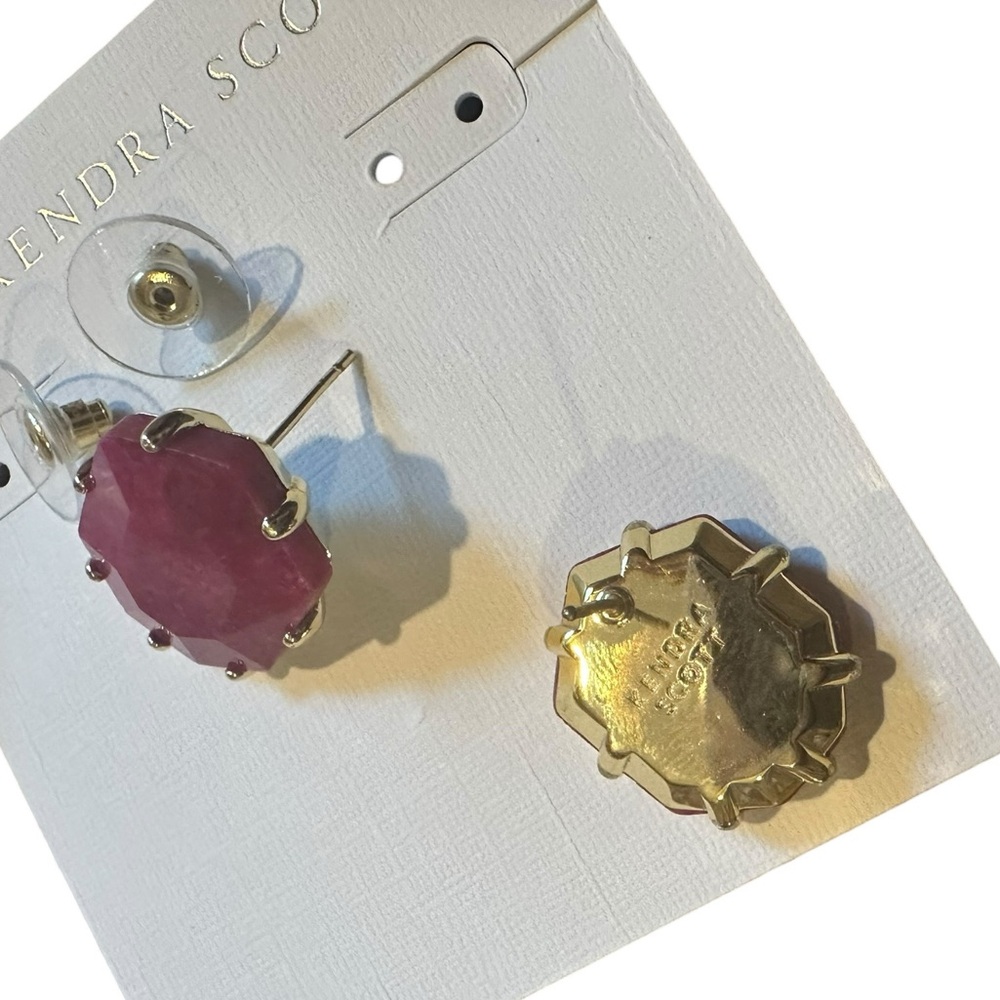 Kendra Scott Raspberry Labradorite Gold‎ Morgan Stud Earrings NEW - Picture 6 of 7